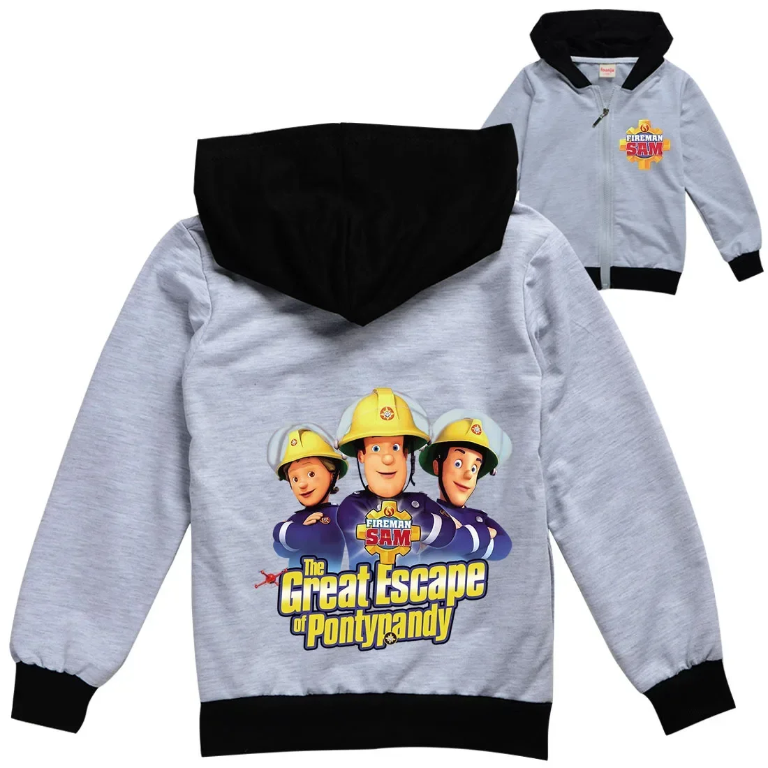 

Newset Cartoon Fireman Sam Clothes Kids Zipper Jackets for Girls Hooded Sweatshirt Baby Boys Fire Fighter Coats Children Outwear