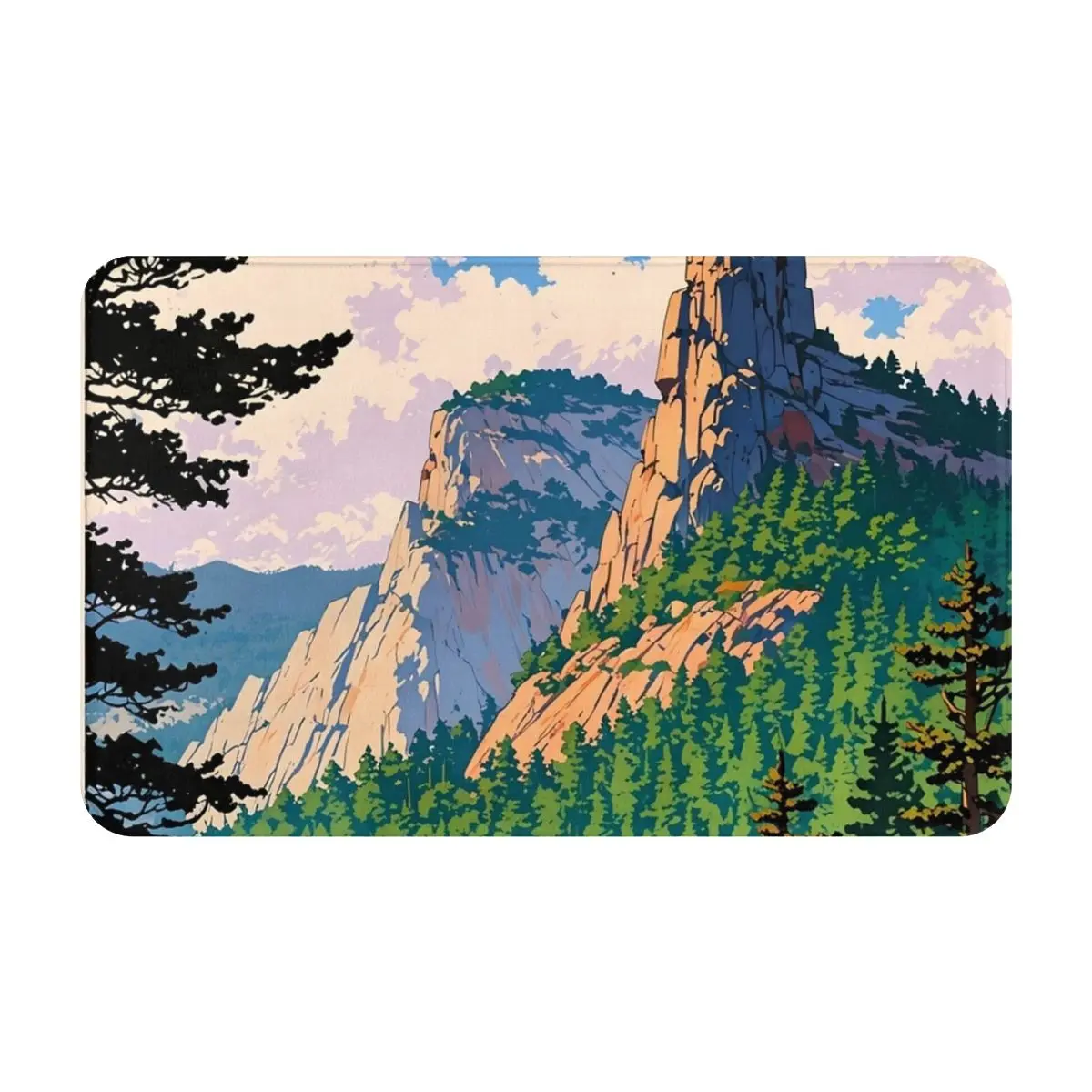 Flannel Non-Slip Bath Mat Acadia National Park Soft and Absorbent Floor Rug for Bathroom, Kitchen, and Living Room