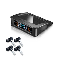 Wireless Tire Gauges Dashboard Windshield Car Tire Pressure Monitor System USB Solar Rechargeable TPMS
