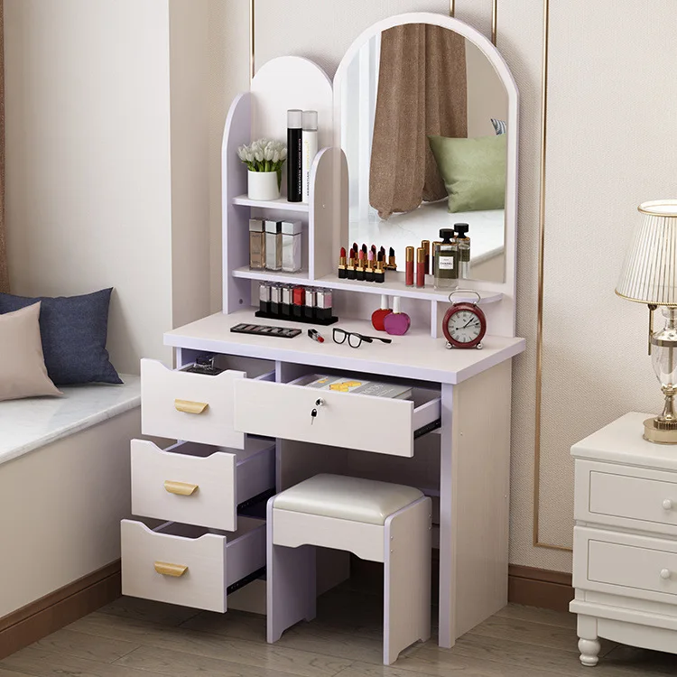Cheap Simple Modern Kids Bedroom Wooden Dresser Set with Standing Mirror Panel Design for Apartment & Hotel Usepromote sales