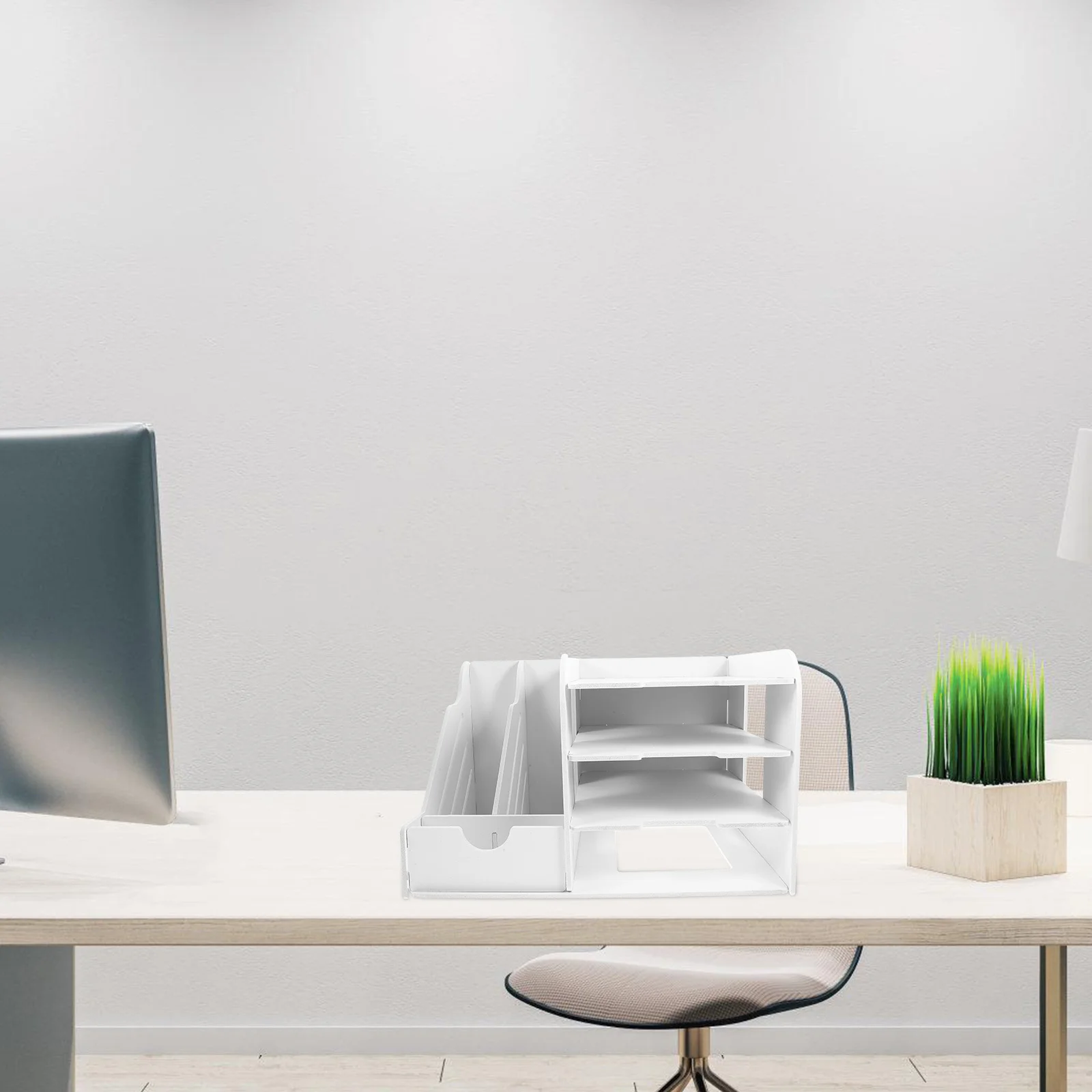 4-Tier Desktop Storage Rack For Files Stationery, Office File Organizer Paper Tray Home School Desk, File Storage Shelf