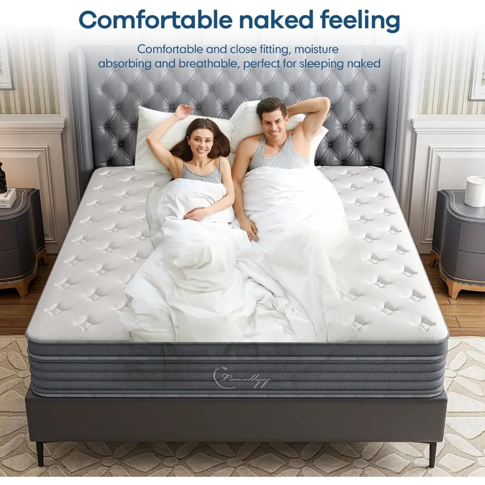 مرتبة كوين مقاس 12 بوصة، مرتبة صندوق رغوة الذاكرة المختلطة، ربيعية مستقلة، عزل رياضي، نوم عميق #6