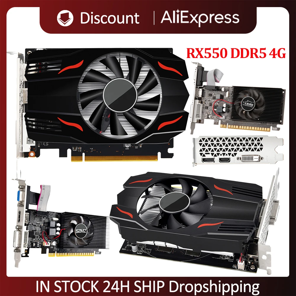 RX550/GT730/GT610 سطح المكتب بطاقة الرسومات PCI-E3.08X DDR5 4GB بطاقة الفيديو 128 بت بطاقة الرسومات الكمبيوتر DP + DV1 + HDMI-متوافق