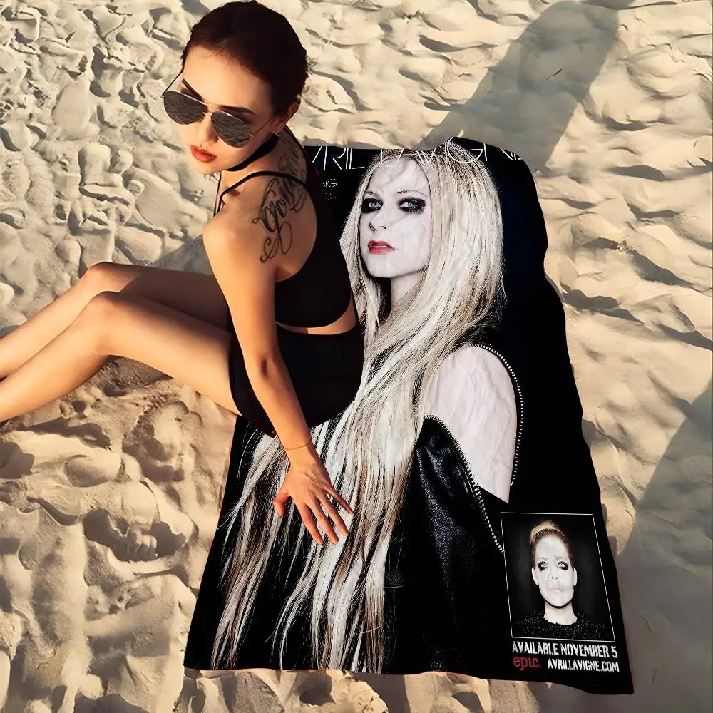 Star Singer A-avril Lavigne-s Microfiber Blanket Quick Drying Beach Towels Oversized Printing Super Absorbent Pool Towel Blanket