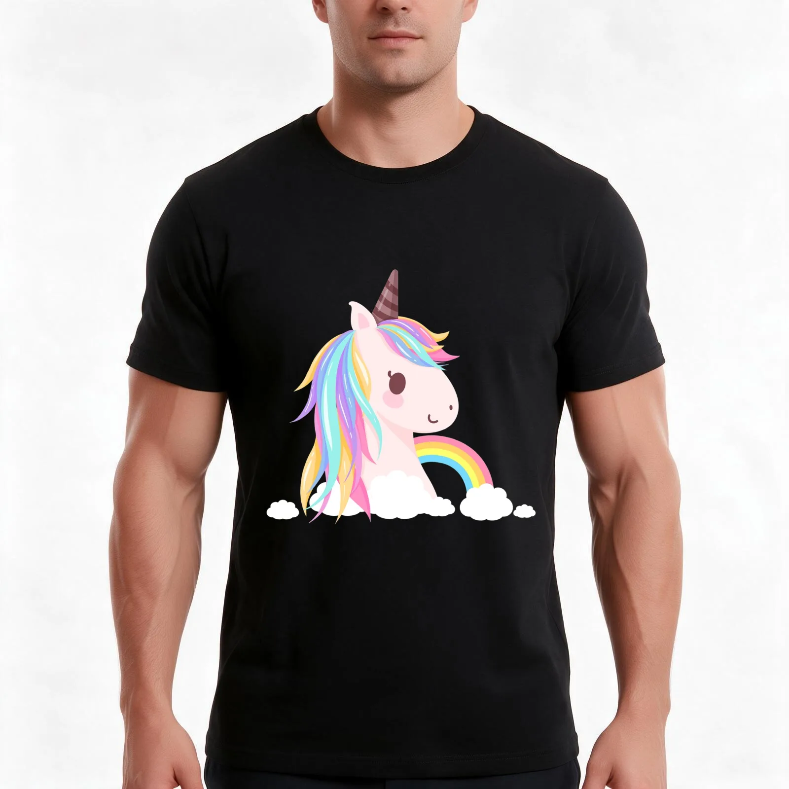 Cute baby unicorn T-Shirt, Summer Casual Cotton Tee, Oversized Streetwear Tops, Vintage Graphic Print, Loose Fit Short Sleeve