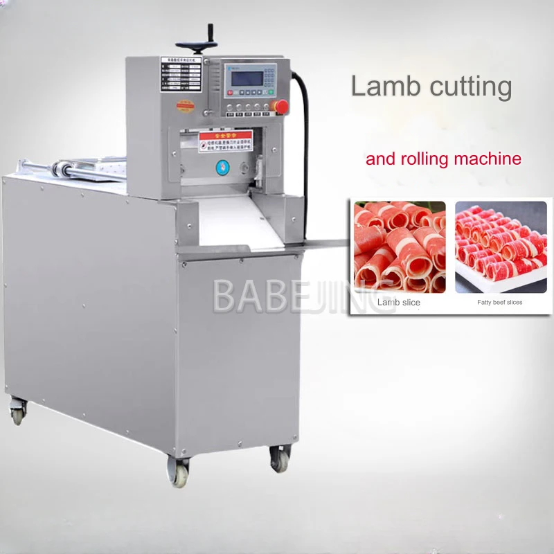 آلة قطع لفائف لحم الخنزير المجمد الأوتوماتيكية بالكامل بشفرة واحدة لآلة تقطيع لحم البقر ولحم الخنزير المقدد التجارية