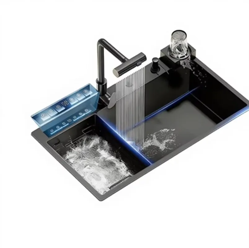 2026 Electric Household Commercial Smart Sink Dishwasher Seafood Fruit Vegetable Bubble Cleaning Stainless Steel Ultrasonic