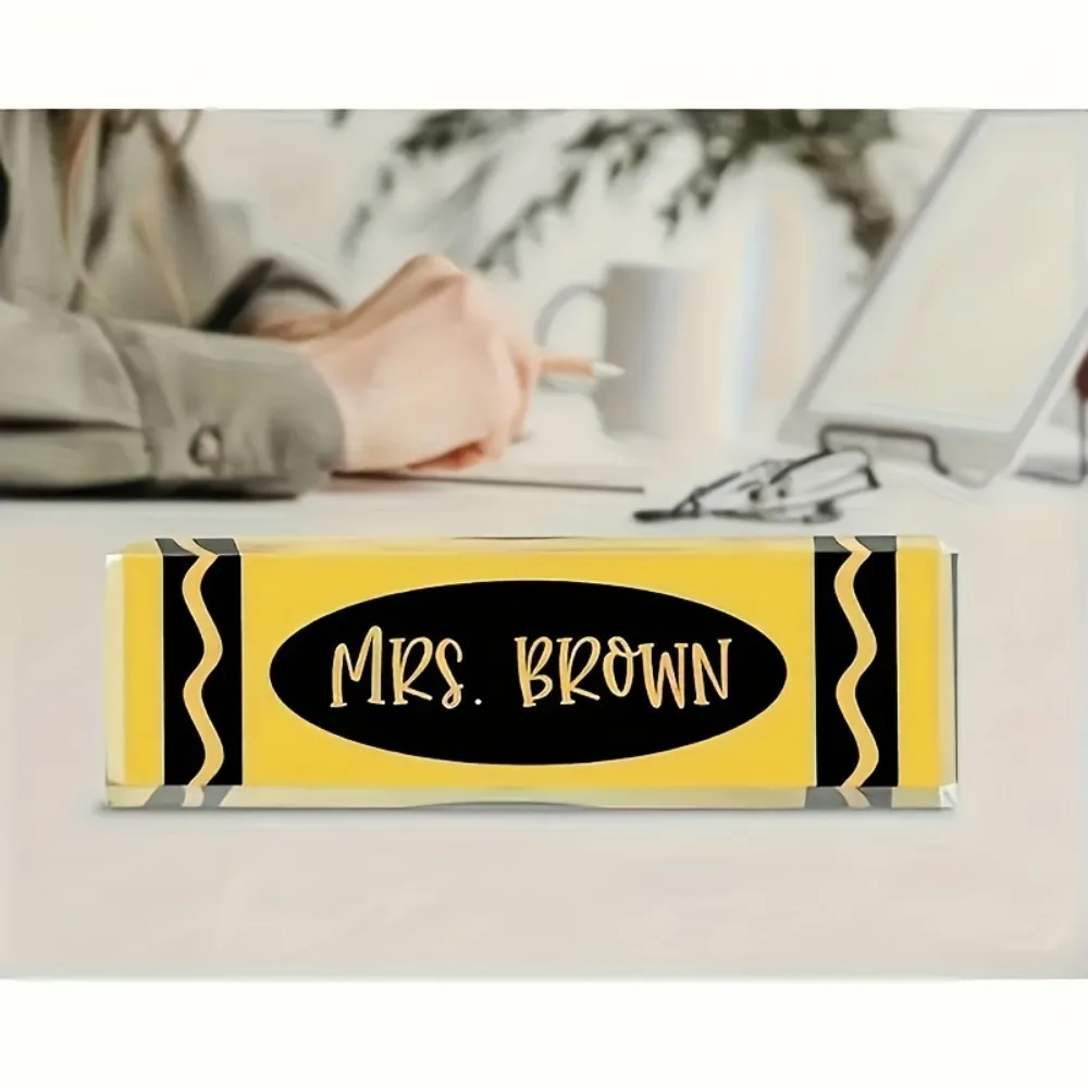 

Customizable Leopard Print Acrylic Desktop Nameplate Personalized Office Desk Logo Suitable for Men And Women
