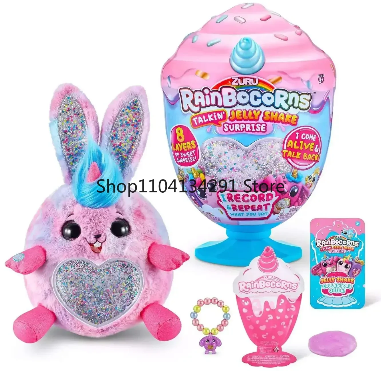 

Zuru Rainbocorns Talkin' Jelly Shake Surprise Электронная плюшевая игрушка Говорящая поющая волшебная чашка для мороженого Яйца-сюрприз Плюшевые игрушки
