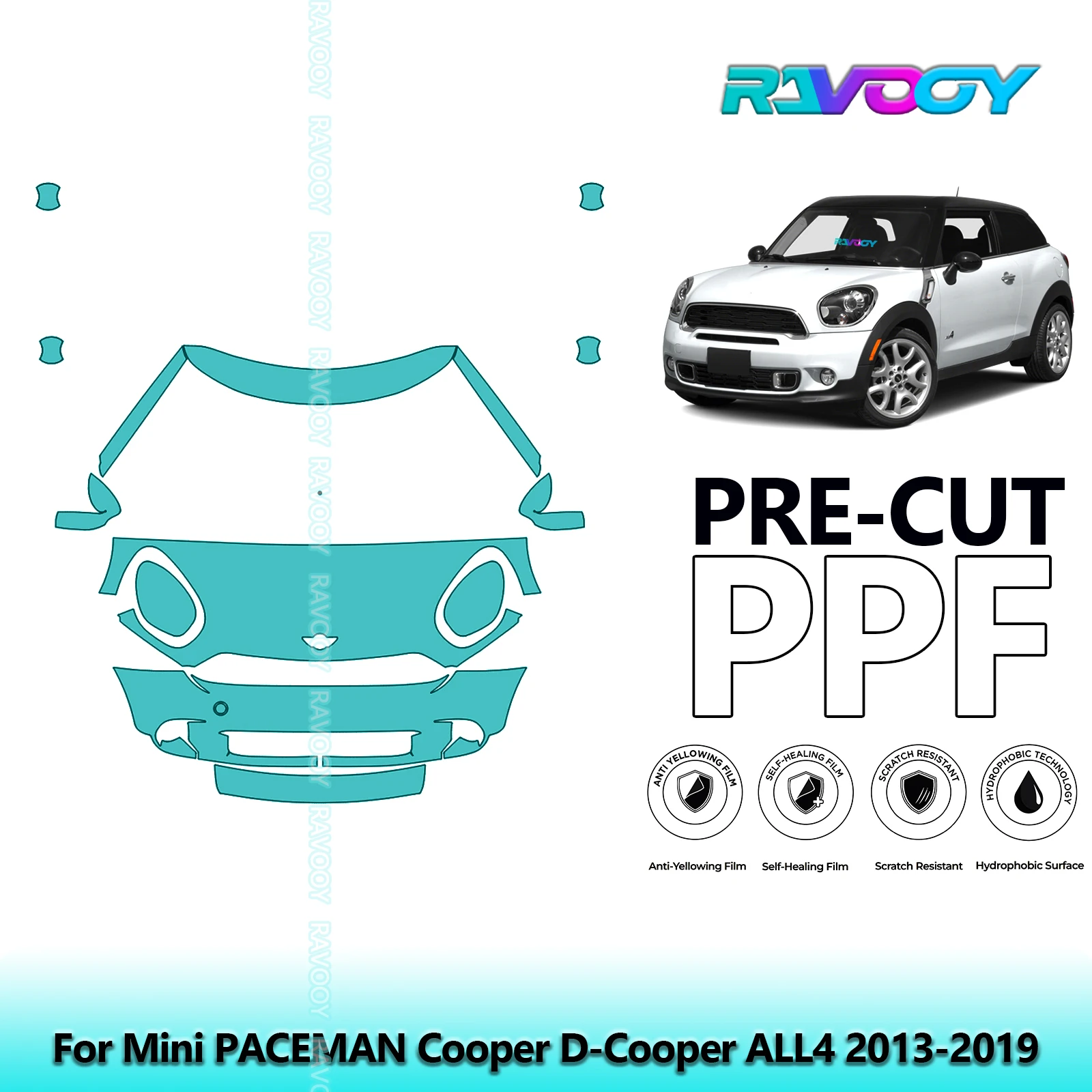 For Mini PACEMAN Cooper D-Cooper ALL4 2013-2019 Partial Front Pre-Cut Paint Protection Film PPF Stone Chip Kit Clear/Matte/Black