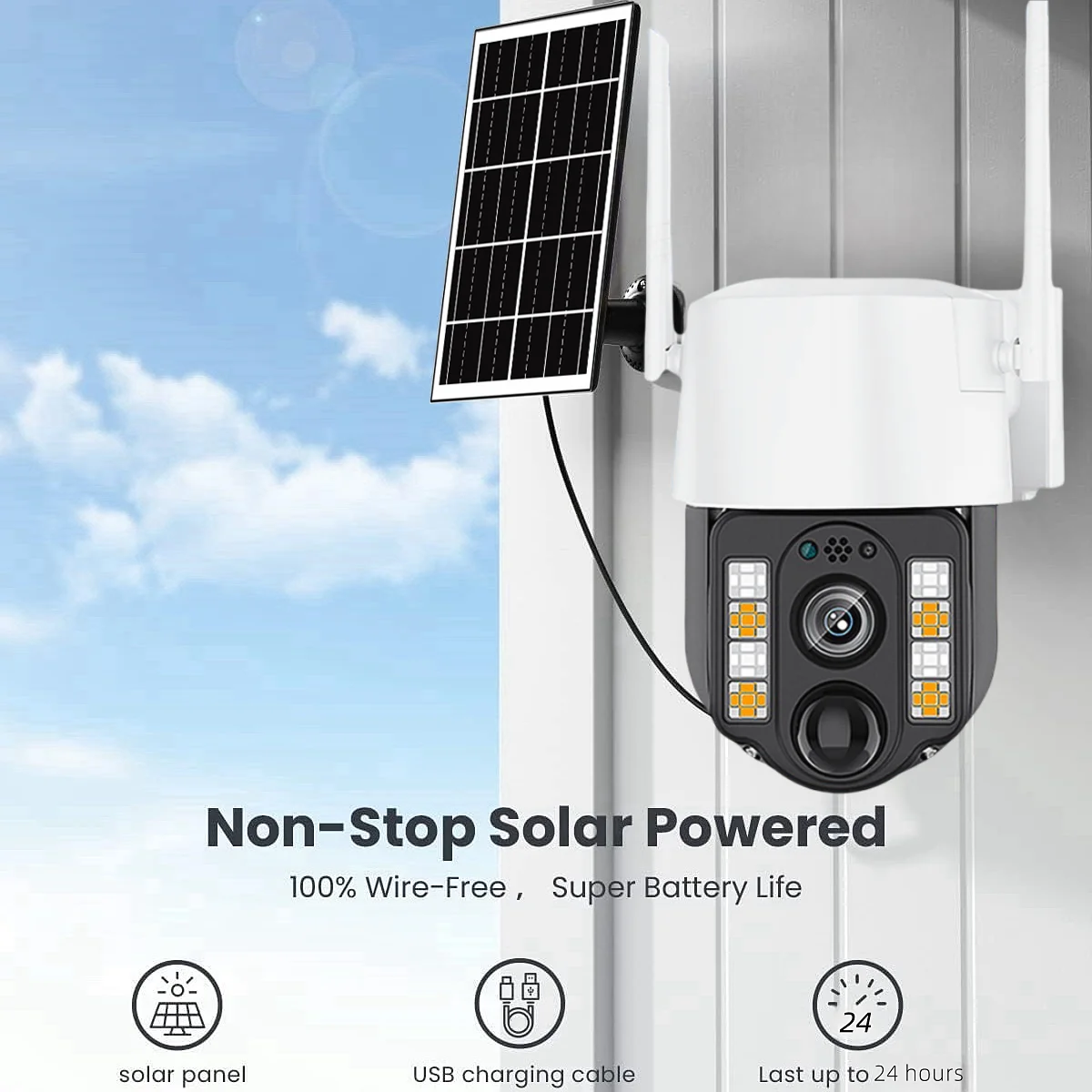 5MP Solar 4G Camera CCTV Outdoor Color Night Vision Wireless Low-Power Waterproof  PTZ Smart Security Surveillance WIFI Cameras image 4
