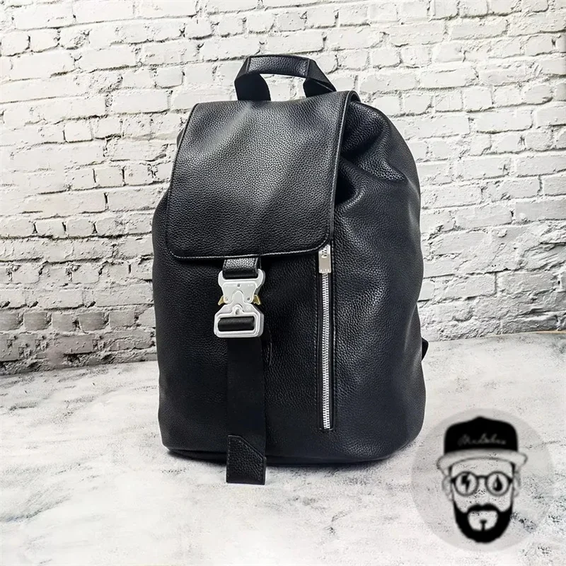 Black 1017 ALYX 9SM metal bucket leather backpack with large capacity and simple design ALYX backpack