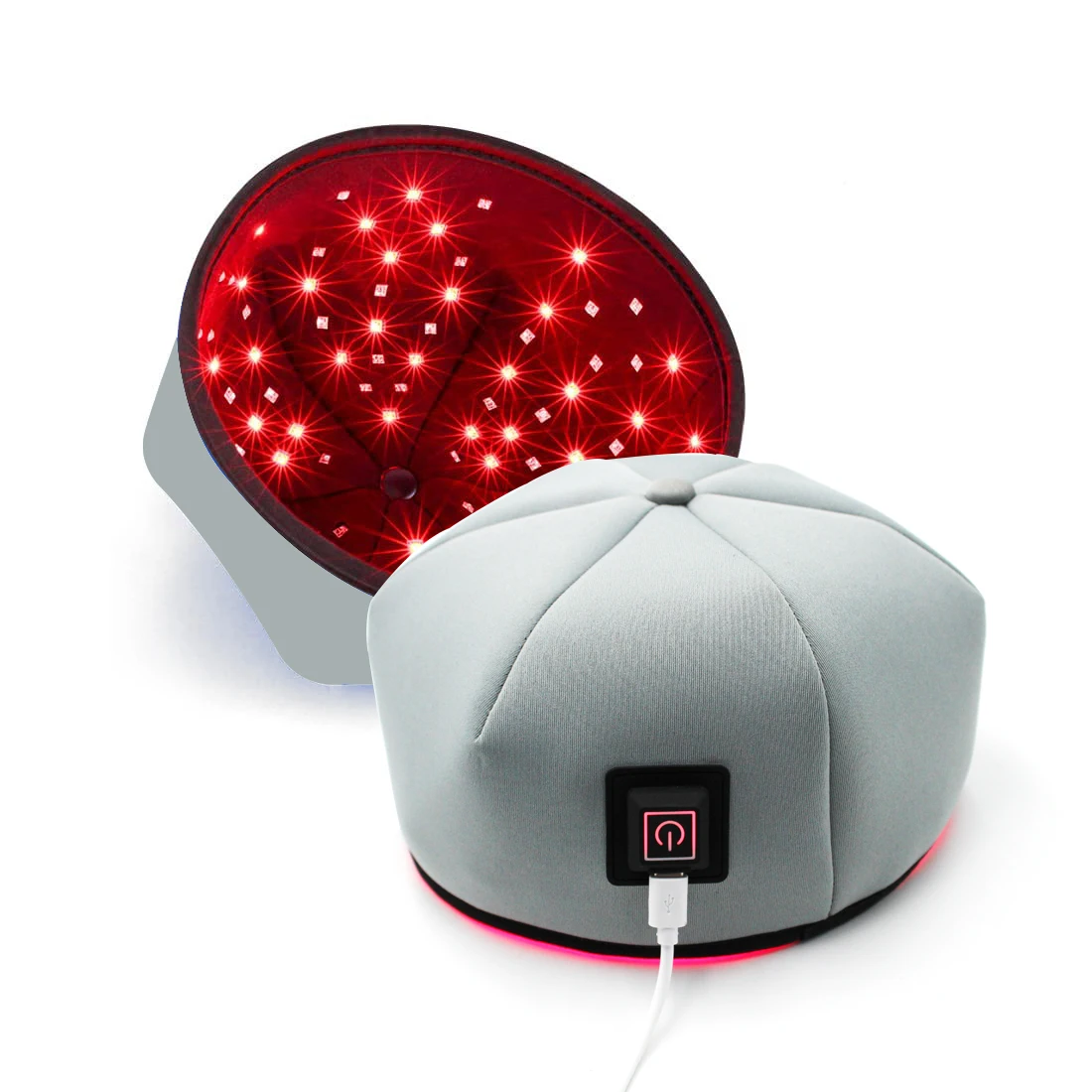 Gorro de terapia con luz roja LED infrarroja, casco para rebrote del cabello, previene la pérdida de cabeza, dispositivo de relajación para el cuero