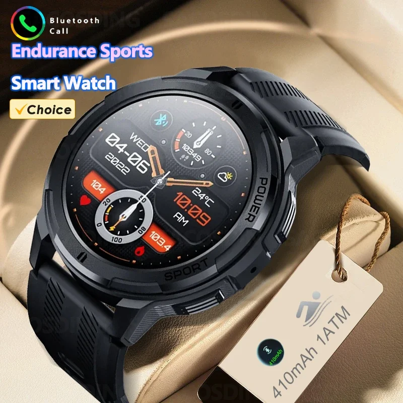 2024 1.43 Inch Amoled 1atm Waterproof Pedometer Smartwatch Heart Rate Monitor Bluetooth Call Smart Watch For Android Ios 410mah