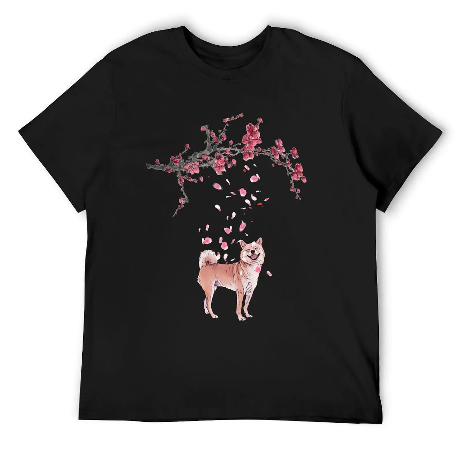 

Shiba Inu Cherry Blossom Art T-Shirt customizeds plus sizes mens big and tall t shirts