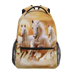 Mochila escolar con estampado de caballo para niño y niña, morral de lujo para ordenador portátil, para volver a la escuela, novedad