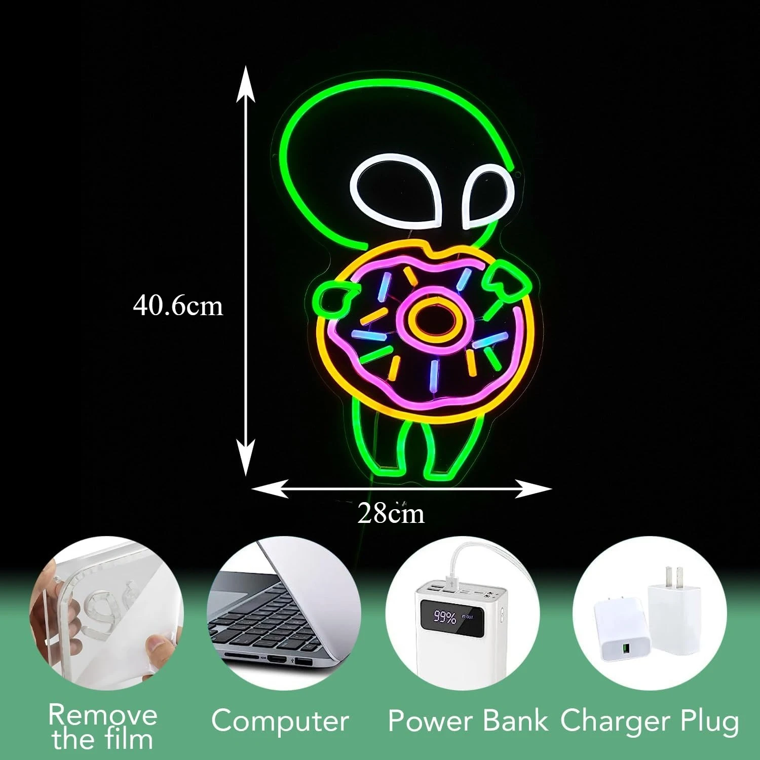 Alien Neon Sign USB Powered LED Dimmable LED Neon Light for Bedroom Game Room Bar Pub Party Man Cave Decor Personzalized Gift