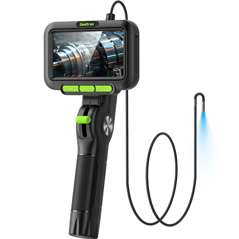 2-weg articulatie industriële endoscoopcamera 3,9 mm 5 '' afneembaar 1080P HD IPS-scherm met gereedschapskist TF-kaart batterij optioneel
