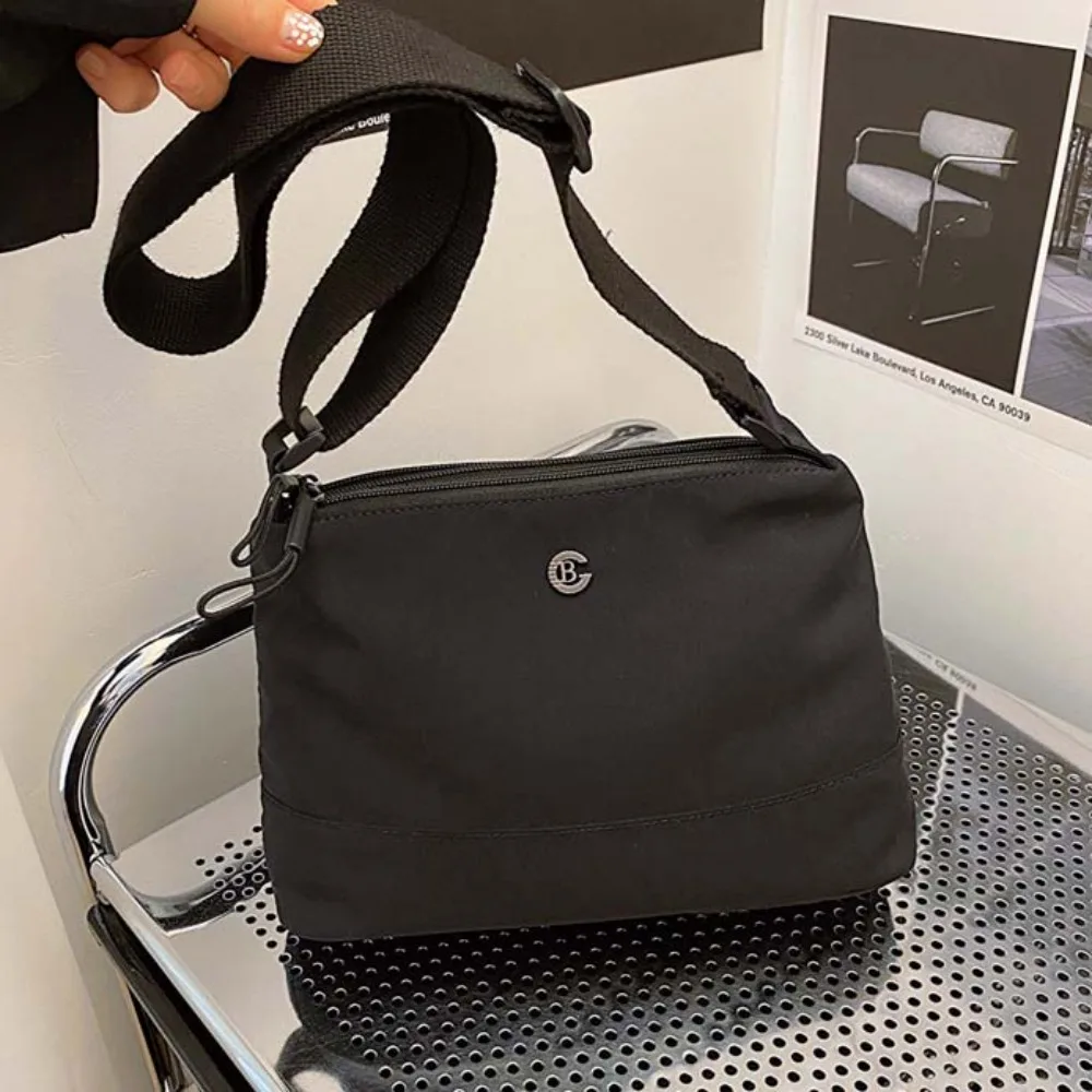 

Wide Strap Nylon Square Bag Japanese Style Soft Large Capacity Shoulder Bag Solid Color Khaki Casual Sport Pouch Daily