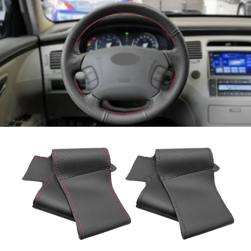 For Hyundai Sonata NF NFC Azera 2005 2006 2007 2008 2009 2010 For Kia Carens 2007 - 2011 Car Steering Wheel Cover Leather Trim