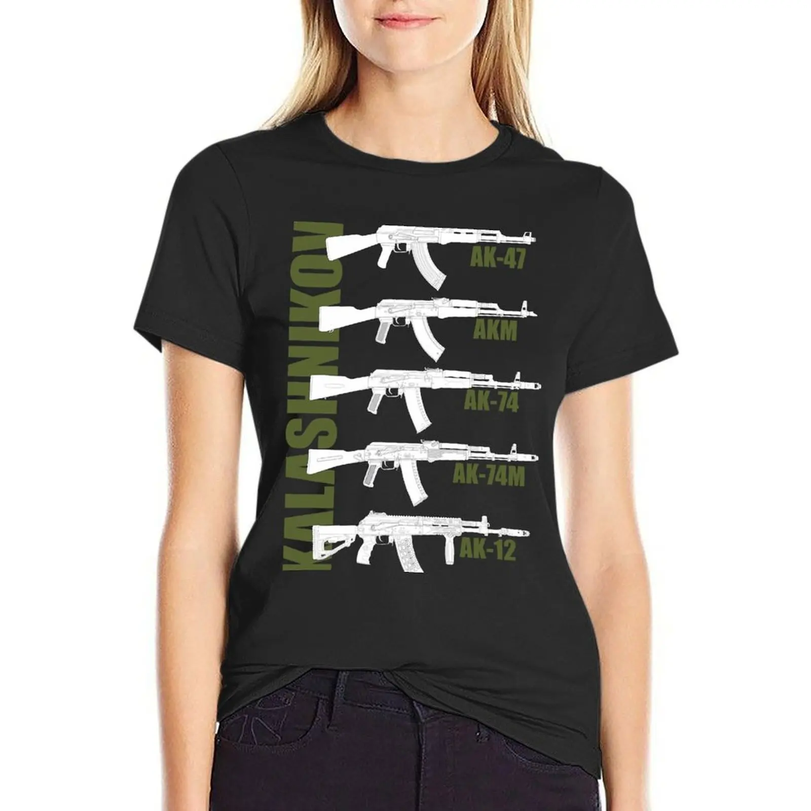 

Generation of the Kalashnikov Assault Rifle (white version) T-Shirt customs design your own plain t shirts for Women