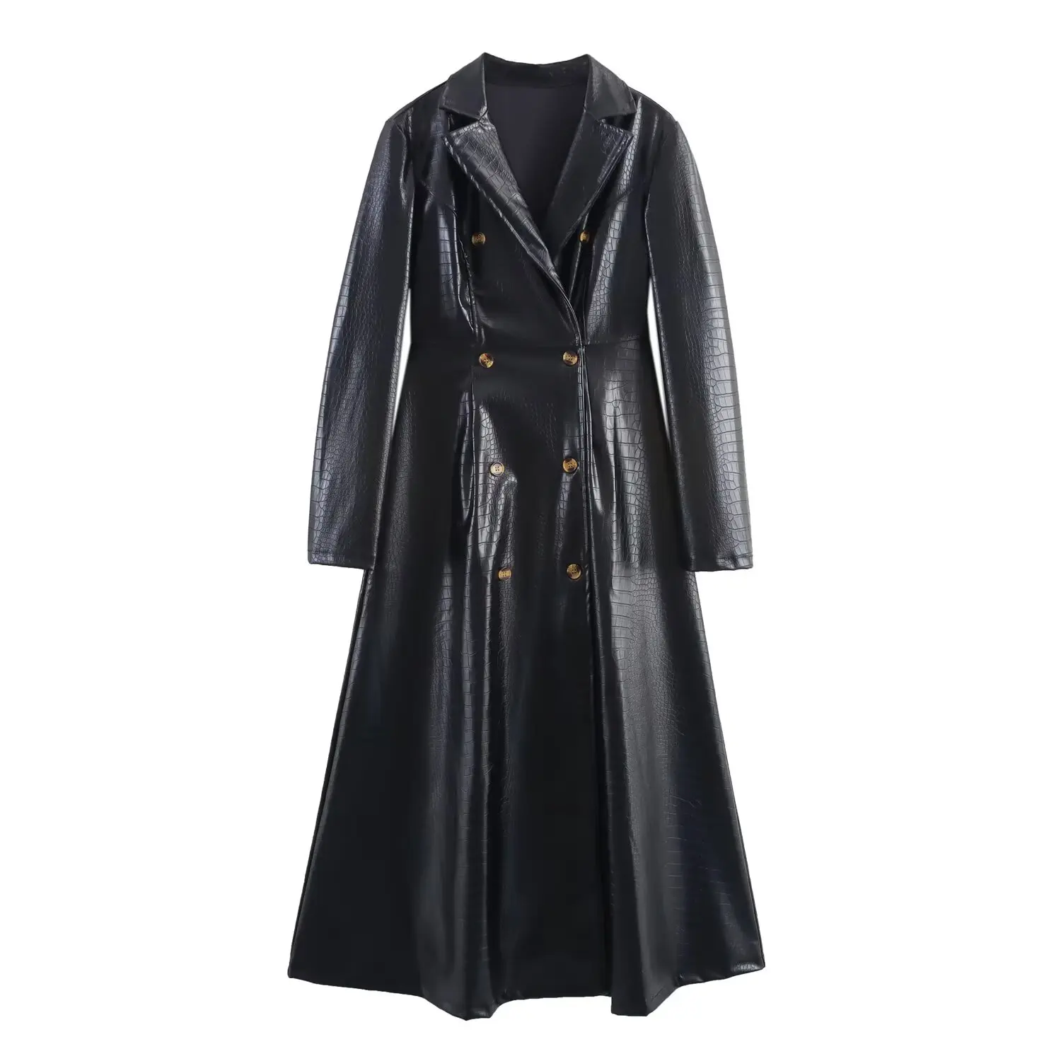 

JNLEAOG модное длинное женское весеннее пальто из искусственной кожи, верхняя одежда Ele, женская ветровка Sli, летняя коллекция 2025 г.