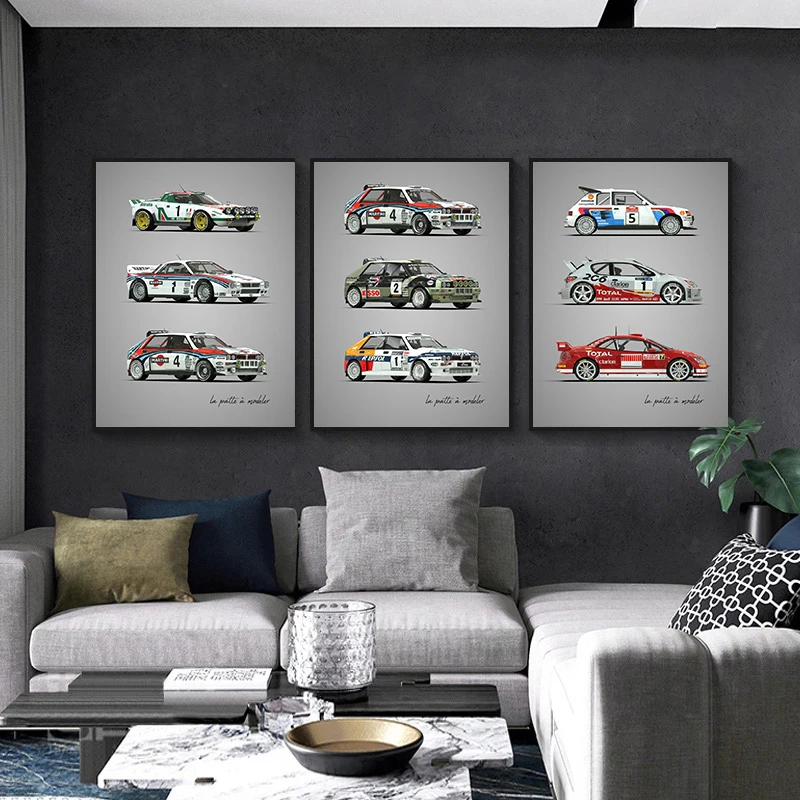 Rally Cars Lancia Delta Integrale HF Poster Canvas Paintings Print Wall Art Picture for Living Room Home Decor Cuadros