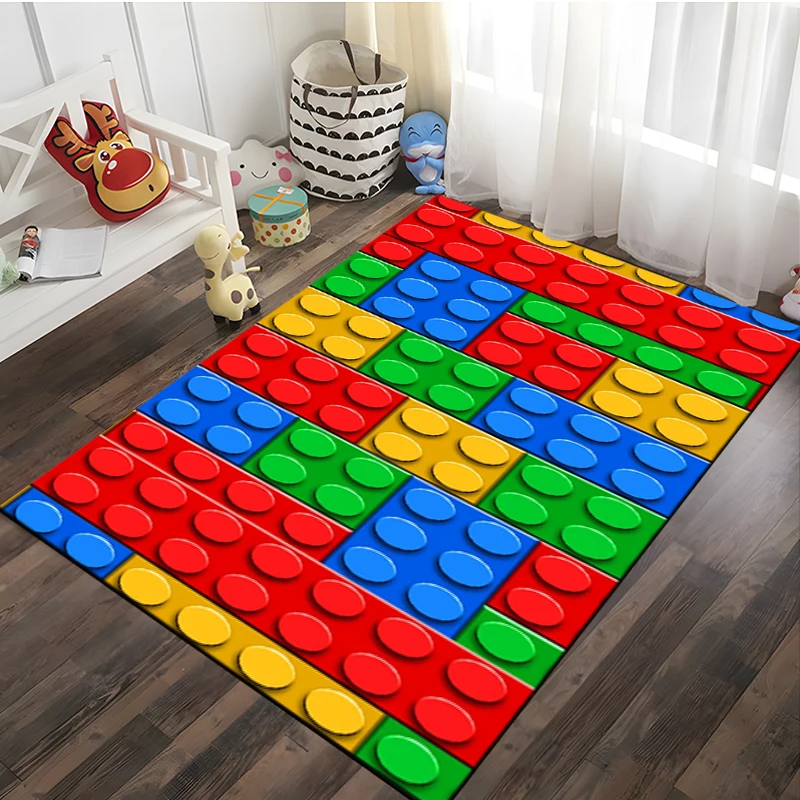 

3D Colorful Geometric Block Non-slip Large Area Rug Carpets Home Living Room Kids Bedroom Sofa Doormat Decor Children Floor Mats