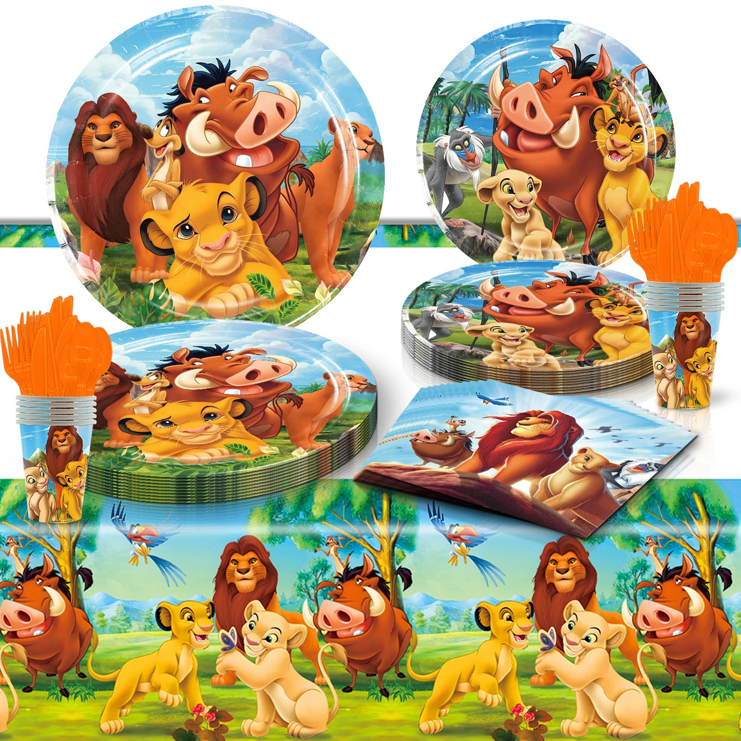 New Lion King Simba Birthday Party Decorations Disposable Tableware Balloon Tablecloth Paper Plates Napkins for Kids Baby Shower