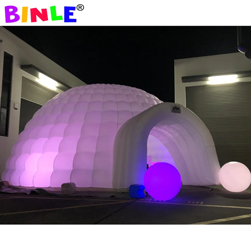 8m 40-50persons Outdoor Inflatable Dome Tent With Lights Air White Party Igloo Dome Geodesic Workshop Space Disco Event Structur