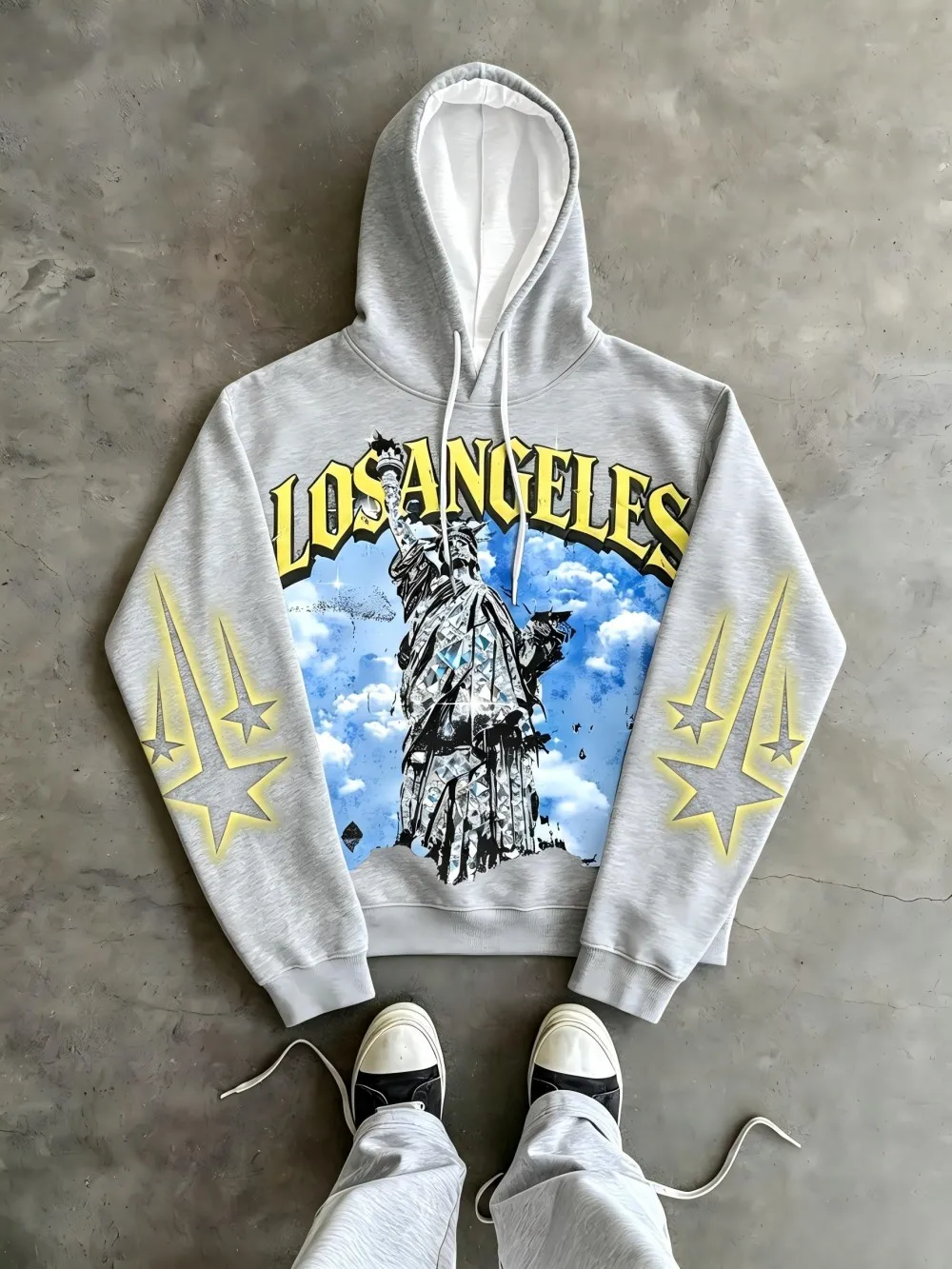 New men's autumn kitten butterfly gradient print comfortable soft hooded sweatshirt long sleeved T-shirt outdoor casual top