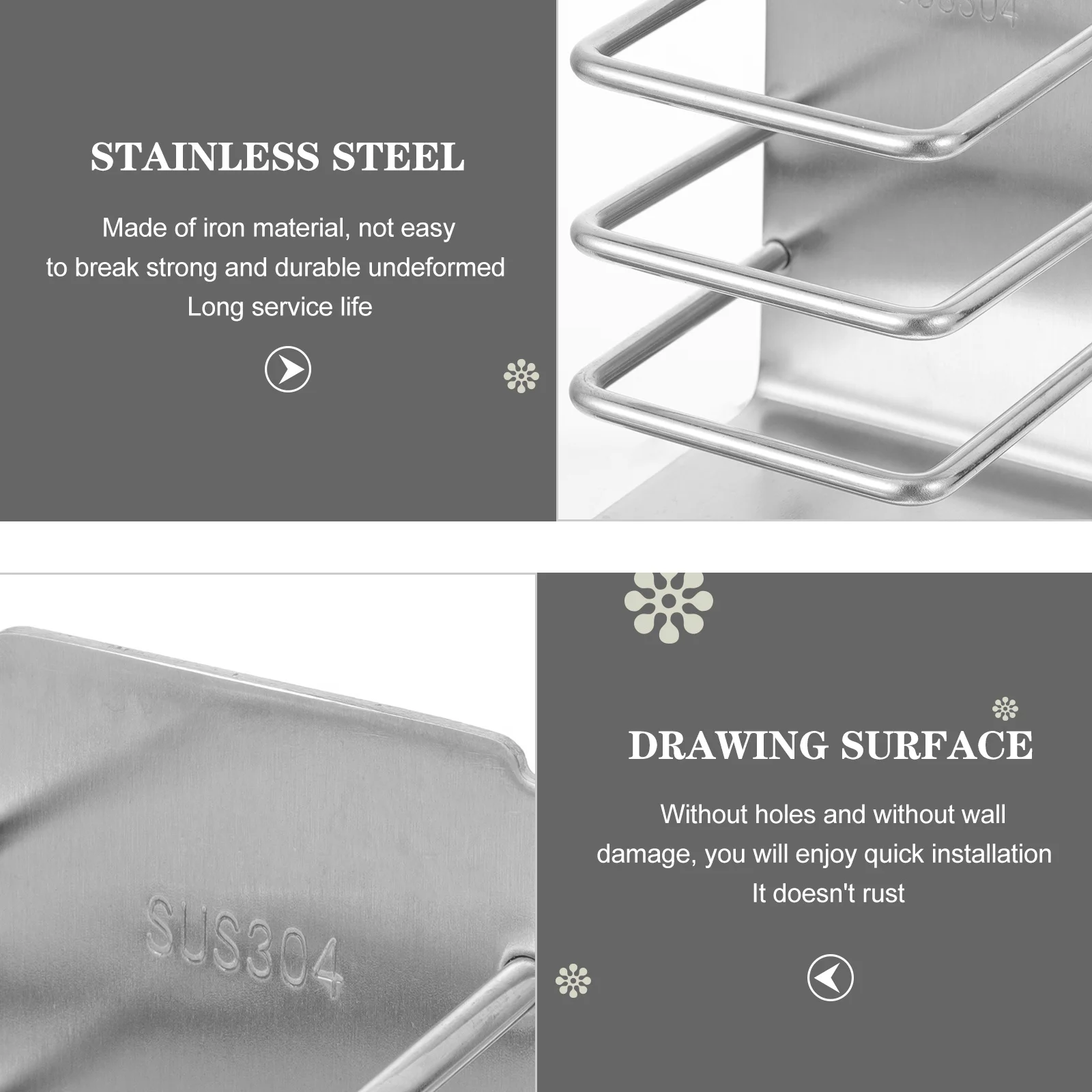 

Multifunctional Stainless Steel Toothpaste Holder Punch Free Wall Mount Toothbrush Rack Bathroom Storage Organizer Adhesive Wall