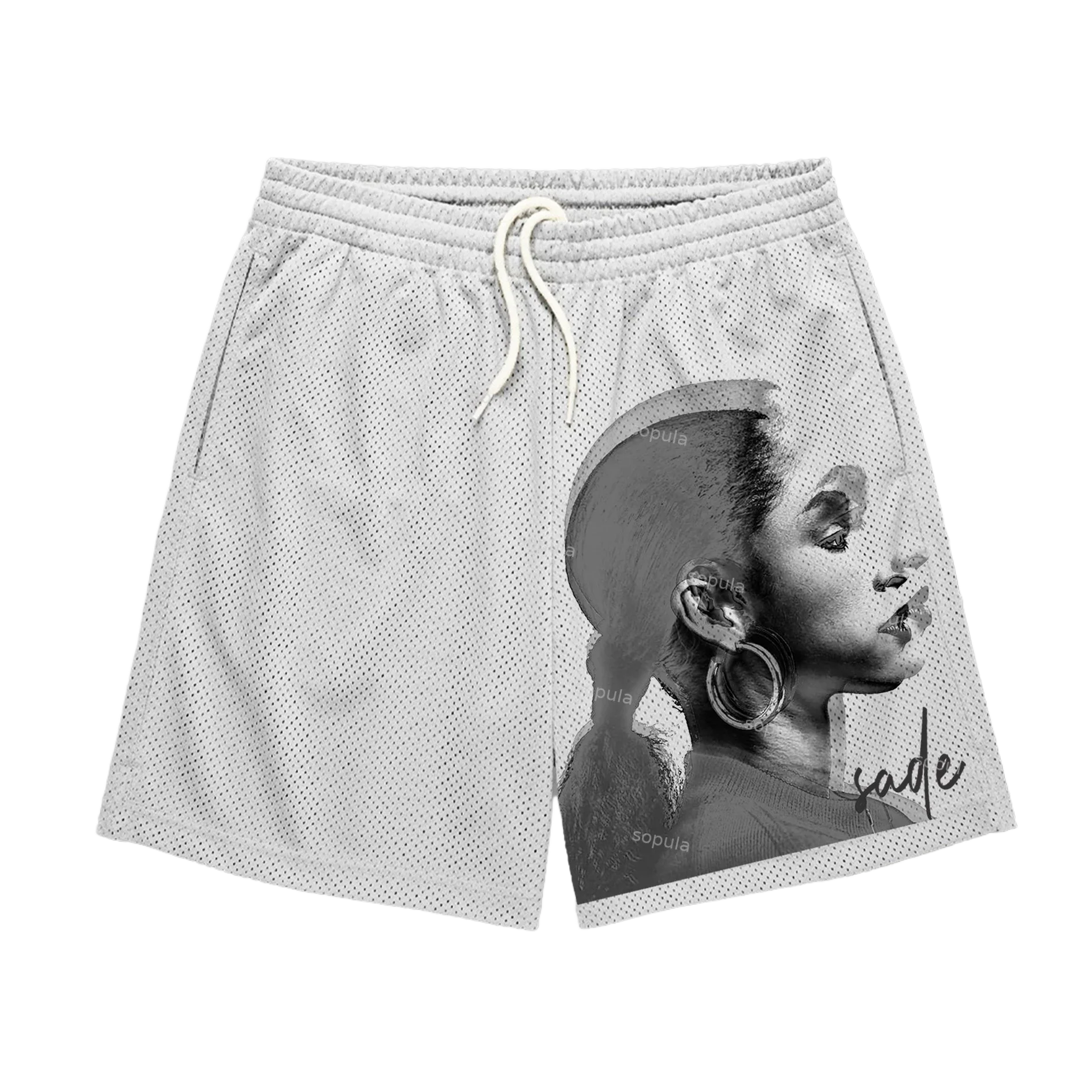 

British Singer Pattern Print Casual Shorts Street Shorts Sport Training Breathable Fashionable Shorts Quick-drying Streetwear