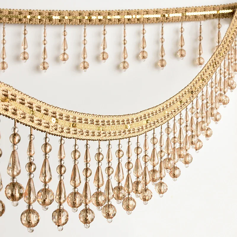 100cm European Style Crystal Beads Curtain Fringe Tassel Trim for Upholstery Lampshade Sewing Craft Home Decor Accessories
