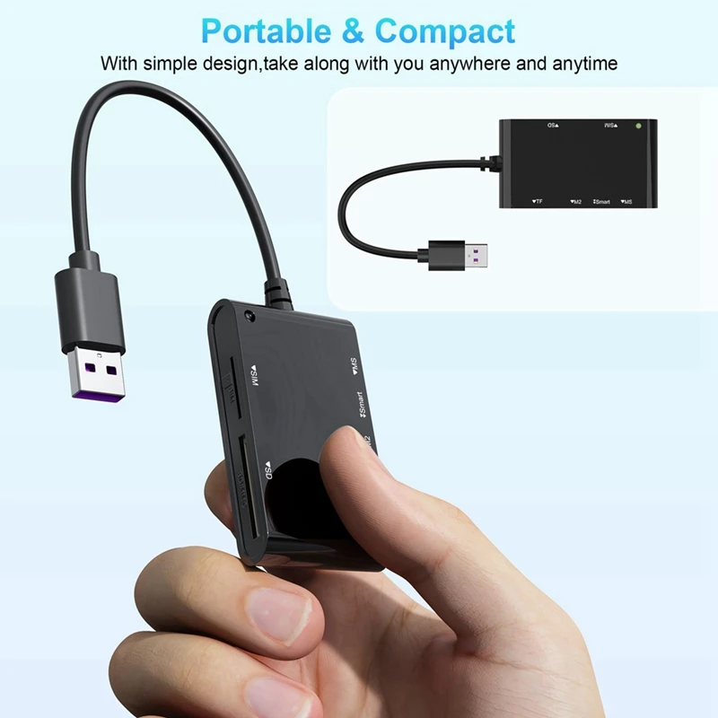 Lecteur de carte multiple A31R-USB 3.0 6 en 1 lecteur de carte photo intelligent/MS/M2/TF/SIM/SD lecteur de carte USB3.0