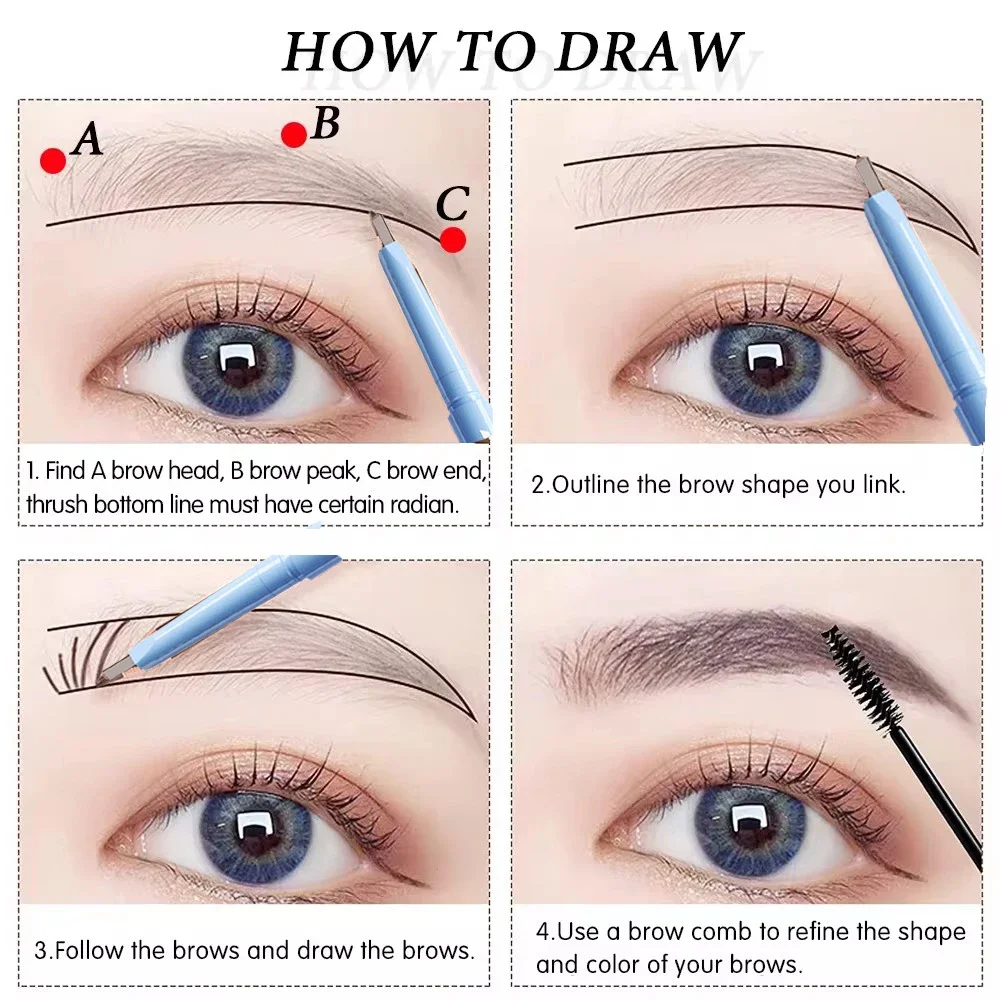 3 قطع المهنية قلم الحواجب الدائم الوشم للماء الفن تينت ماكياج العين الحاجب القلم محسن مستحضرات التجميل #5