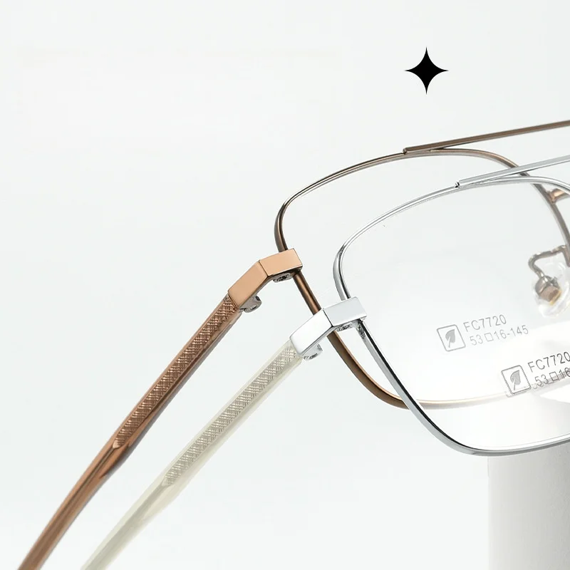 F.DRACON Alloy Eyeglass Frame Retro Double Beam Men's And Women's Eyeglass Frame Ultra Light Optical Prescription Frame 7720CF