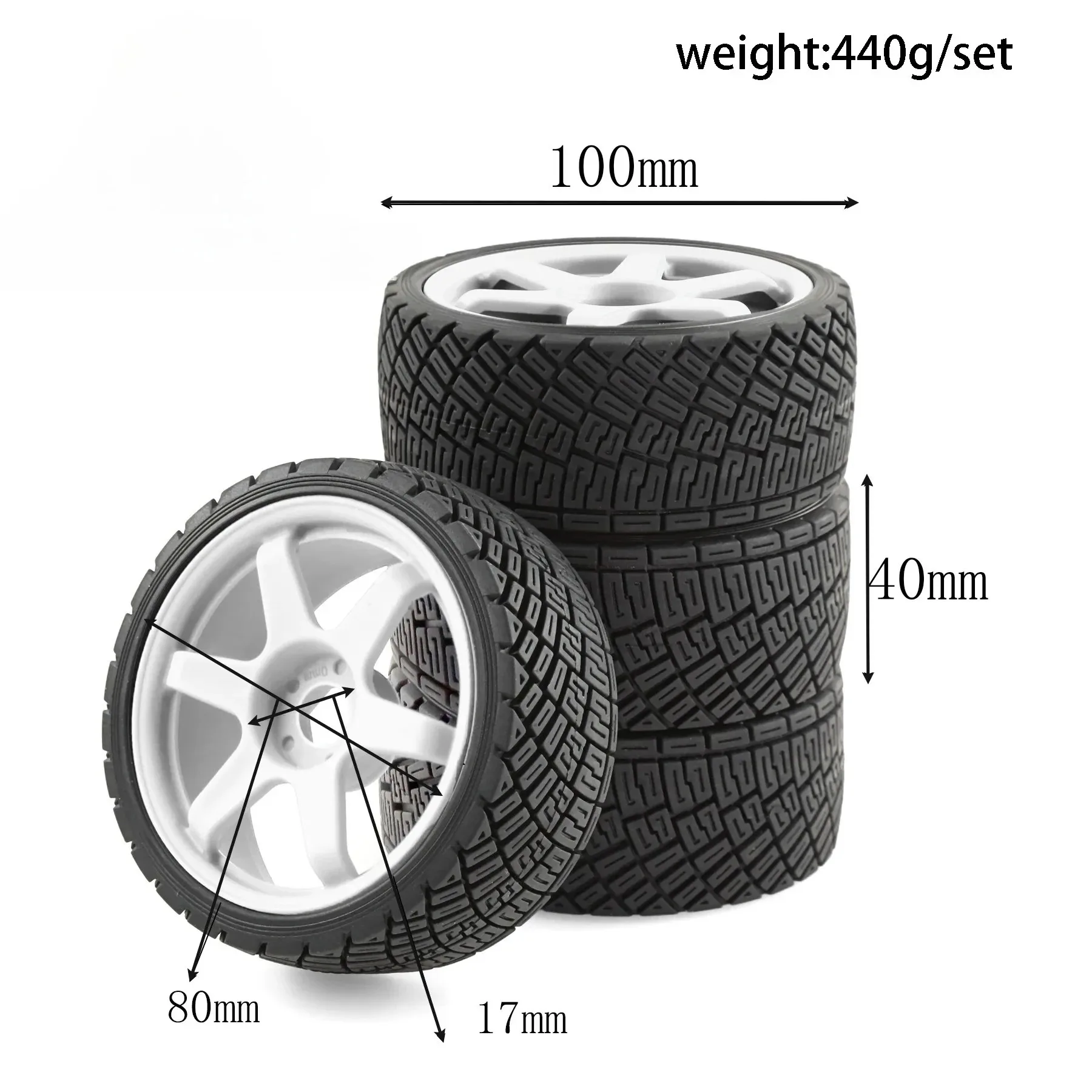 XILEZQF 4Pcs 100mm 1/7 1/8 RC Rally Off‑Road Buggy Wheels Tires 17mm Hex for ARRMA Traxxas Redcat Losi HPI WR8 HSP Upgrade Parts