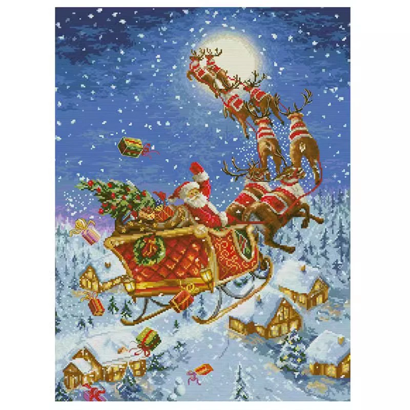 

Santa Claus and Elk Patterns Counted Cross Stitch Set DIY 11CT 14CT 16CT 18CT Cross Stitch Kits Embroidery Needlework Home Decor