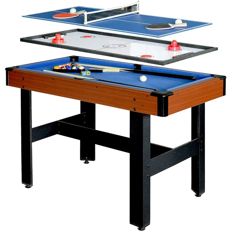 Hathaway BG1131M Triad 3-in-1 48-in Multi Game Table with Pool, Glide Hockey, and Table Tennis for Family Game Rooms,Blue