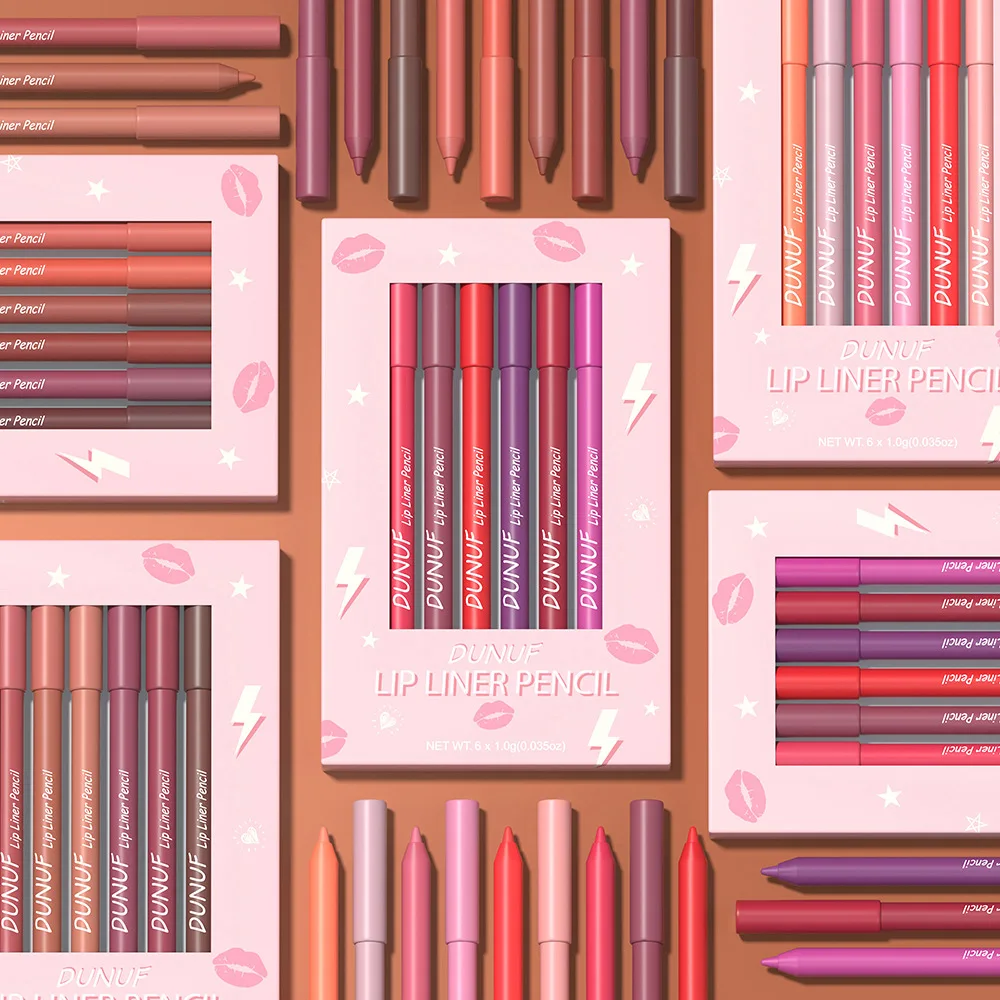 Juego de delineadores de labios de larga duración, 6 piezas, pigmentados intensos, a prueba de manchas, textura cremosa de terciopelo de lujo, Cupids Choice Va