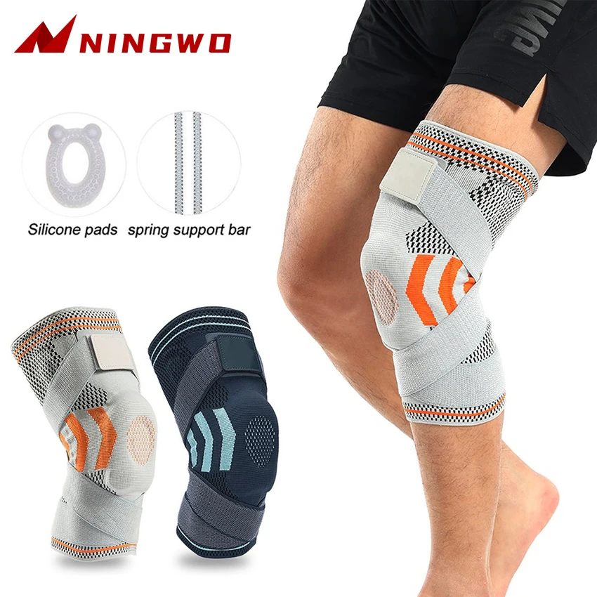 Knee Braces with Silicone Gel Patella Compress Sleeve Spring Support Protector Stabilizer for Arthritis Sports ACL Recovery