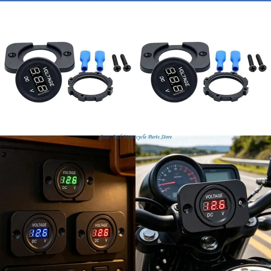 P9FD LED Car Battery Monitor Digital Voltmeter For 12V 24V Trucks RVs And Modified Vehicles