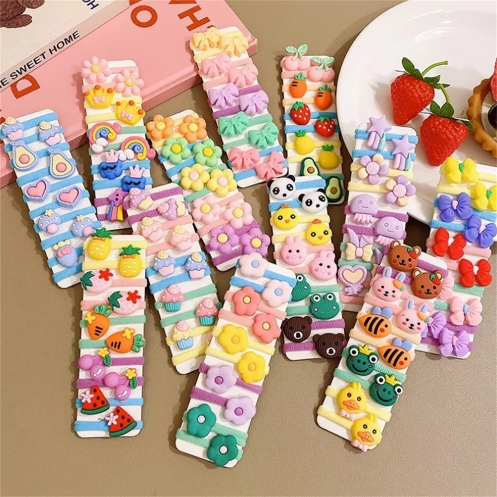 10Pcs/Set New Cute Cartoon Headbands Girls Elastic Hair Bands Hair Accessories for Kids Scrunchies Headwear Ornaments Gift