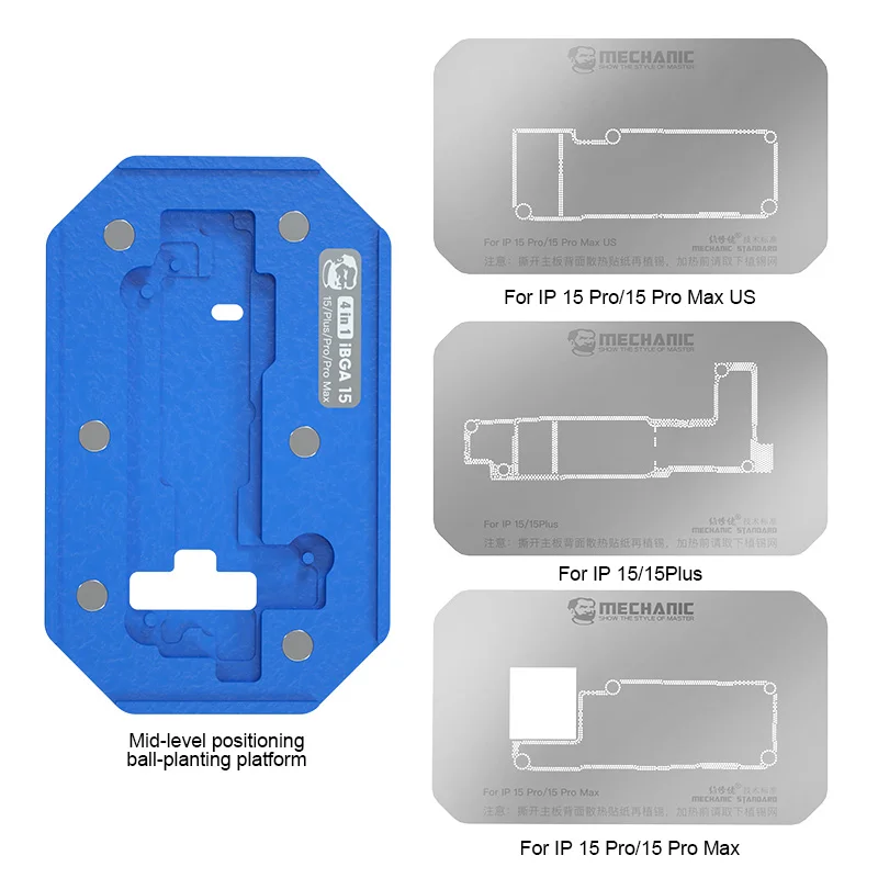 【MECHANIC】 iBGA 15 15 Pro Midden Frame BGA Reballing Platform Voor iPhone 15 Pro Max Moederbord Rework Tin Mesh Template Armatuur