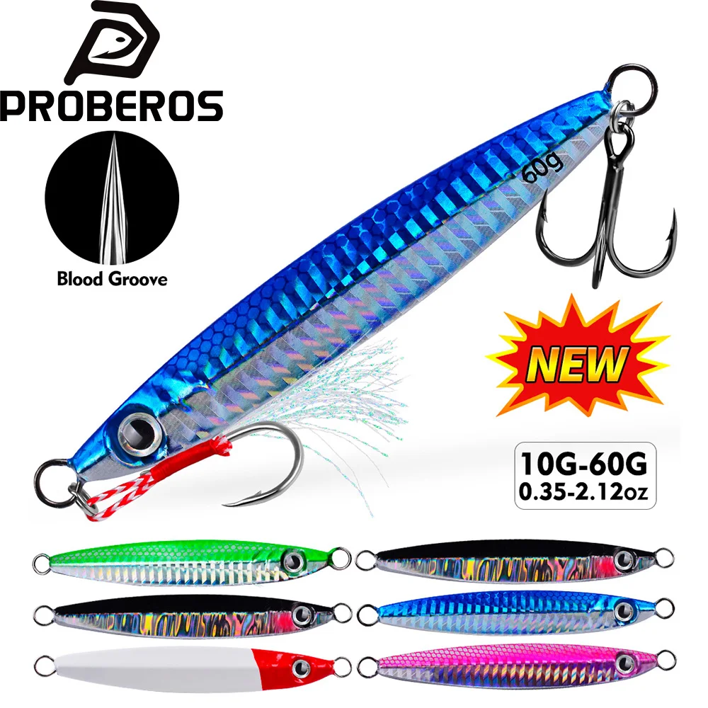 PROBEROS 10G-60G Metall Slow Jig Gießlöffel-Angelköder 1 Stk. Jigs Trolling Salzwasser-Köder Künstlicher Köder Ufer-Jigging Bass