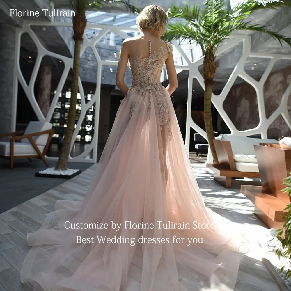 Robe De Mariée Sexy asymétrique épaule dénudée rose, Robe De Mariée trapèze élégante, longueur au sol, avec des Appliques