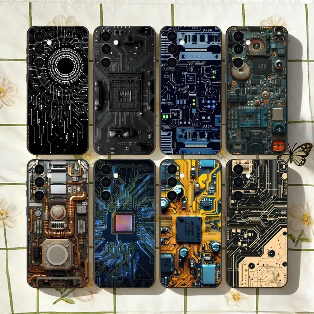 

Inside Circuit B-Board Phone Case Black Silicone Soft For Samsung Galaxy A73,A72,A71,A70,A53,A52,A51