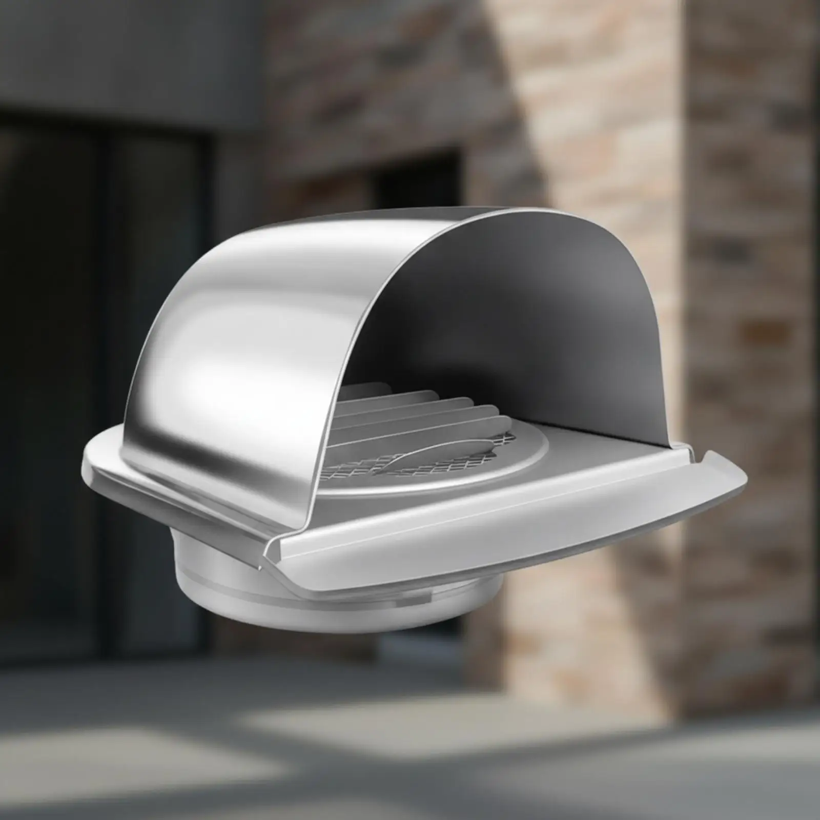 Round Bowed Shape Ventilation Hood Cap 201 Stainless Steel Wall Mount Duct Cover for Fresh Air System Exterior Use