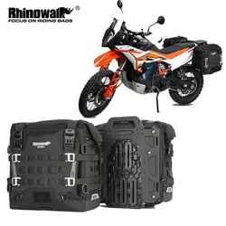 Rhinowalk Motorcycle Quick Release Side Bag Waterproof 35L Big Capacity Anti-Theft With Lock Hole Molle Saddlebag or Expander